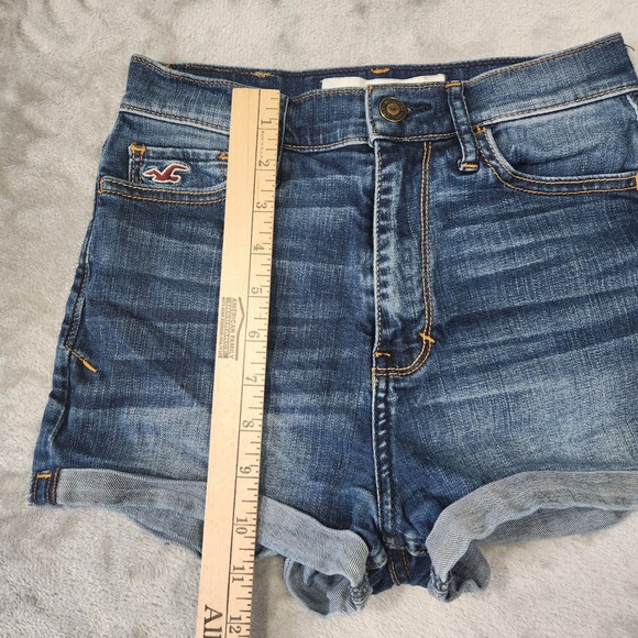Y2k Hollister Denim Shorts Women 0 High Rise Dark Wash Beachy Surf Summer Casual - Picture 6 of 7